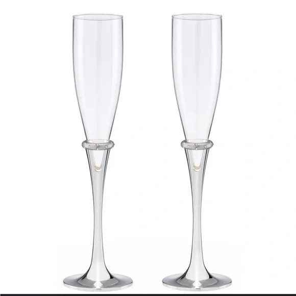 NIB Lenox Devotion Crystal Champagne Flutes - Picture 1 of 5